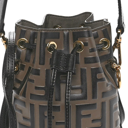 Fendi Vitello Liberty F is Fendi Bi-Color FF 1974 Embossed Mini Mon Tresor Bucket Bag Maya Black 5 of 10