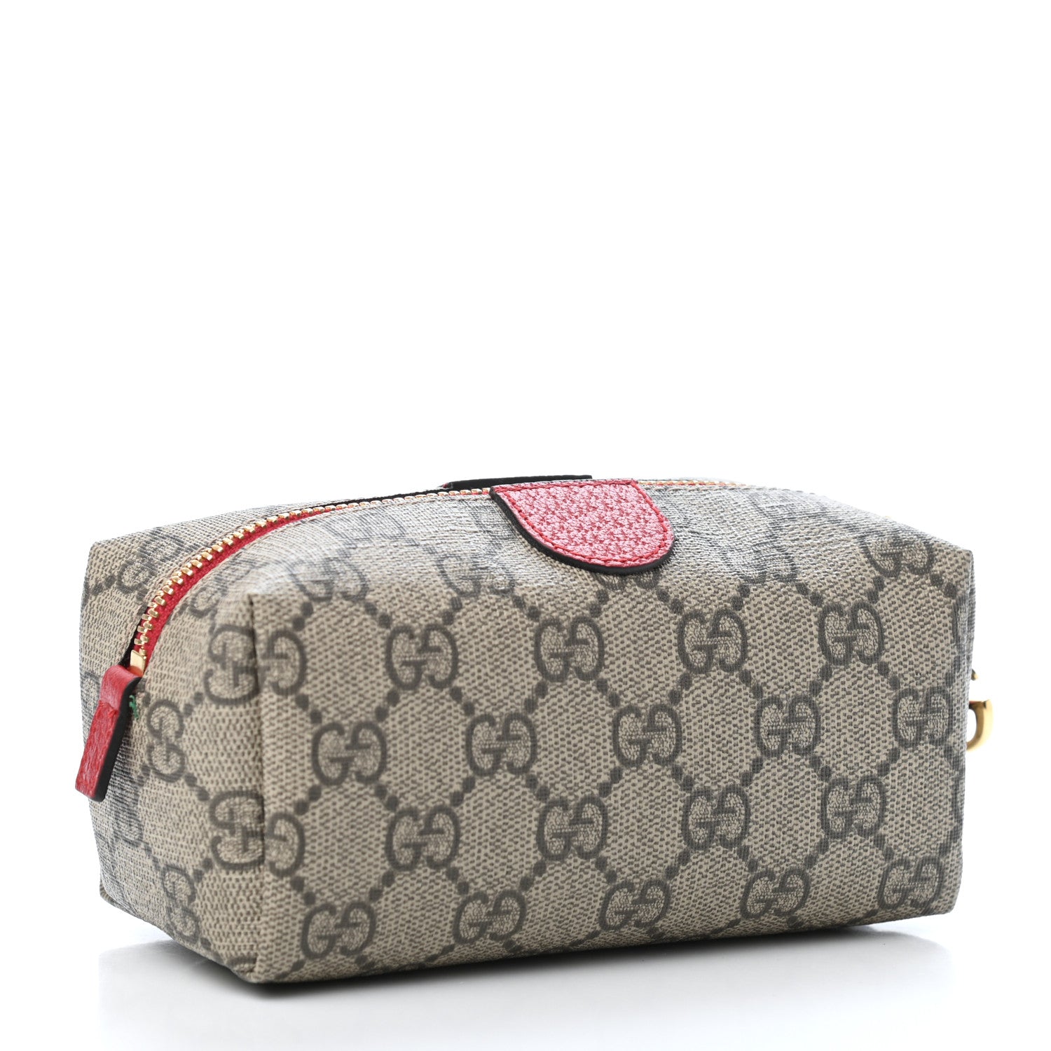 Gucci Soft GG Supreme Monogram Calfskin Small Ophidia Cosmetic Case Beige Ebony Hibiscus Red 2 of 4