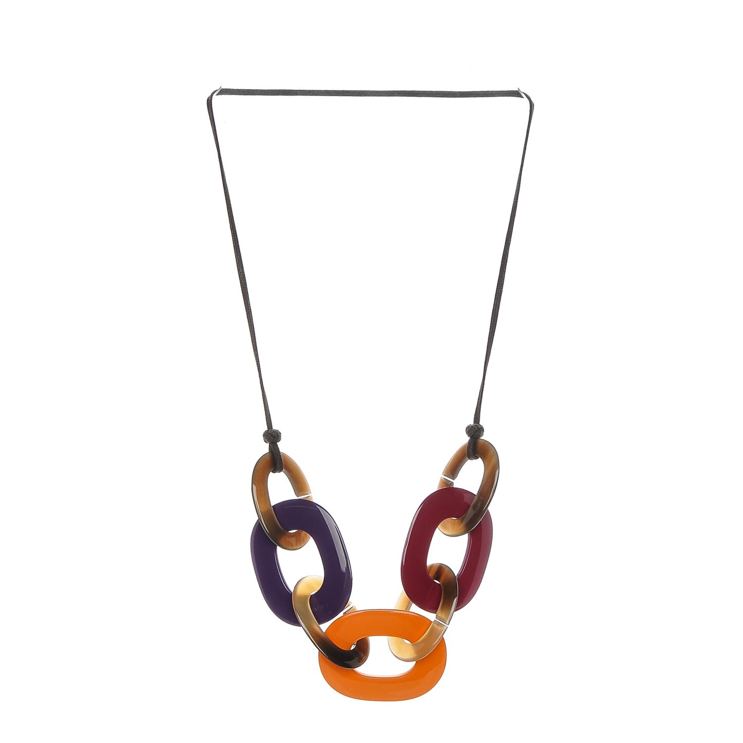 Lacquered Wood Buffalo Horn Karamba Necklace