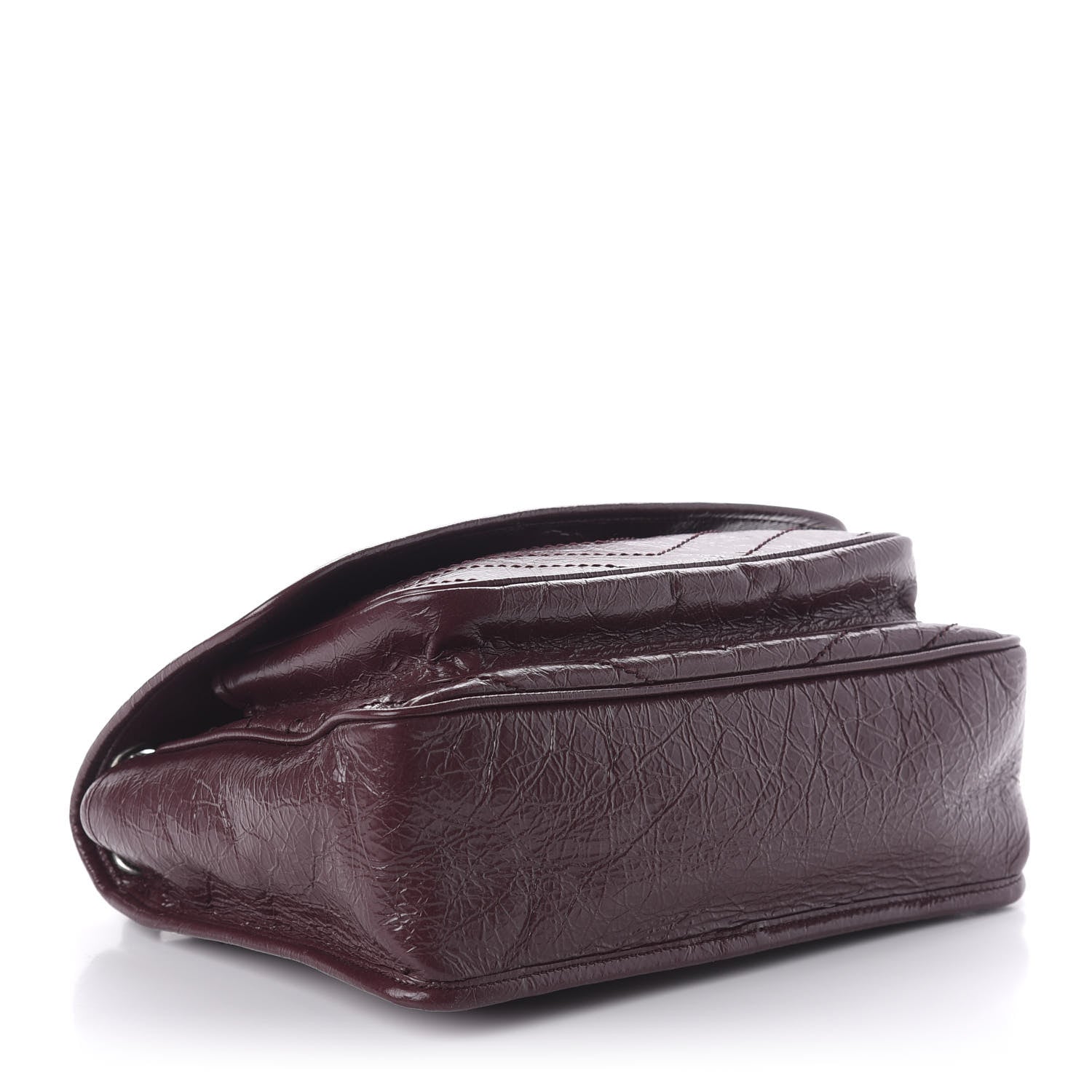 Saint Laurent Crinkled Calfskin Matelasse Monogram Medium Niki Chain Satchel Burgundy 4 of 9