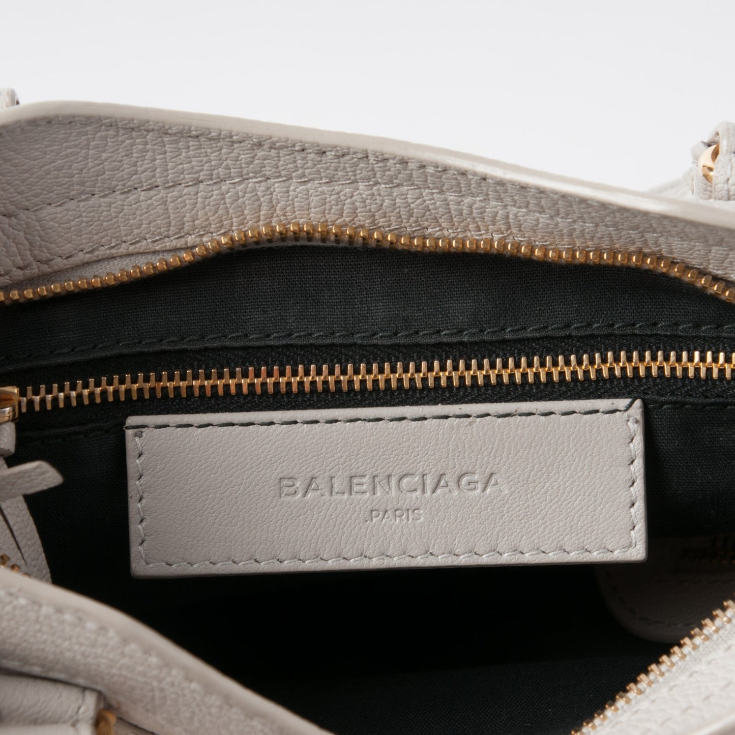 Chevre Gold Metallic Edge Hardware Mini City Gris Clair Gris Perle