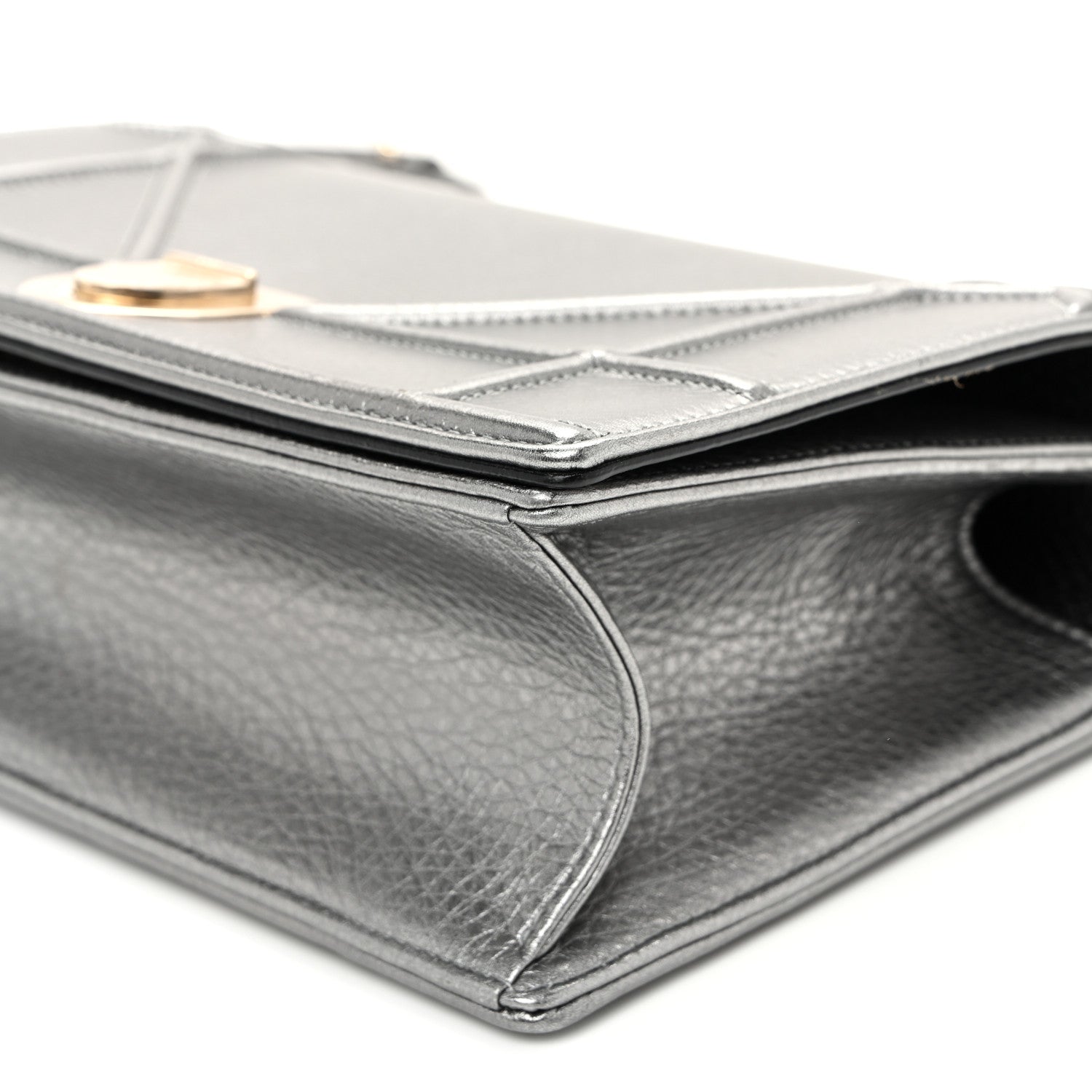Christian Dior Metallic Grained Calfskin Medium Diorama Flap Bag Steel 10 of 12