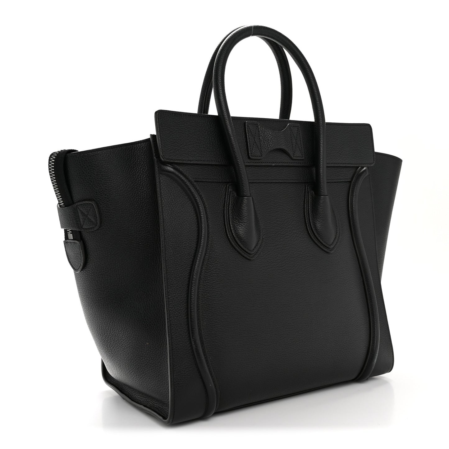 Drummed Calfskin Mini Luggage Black