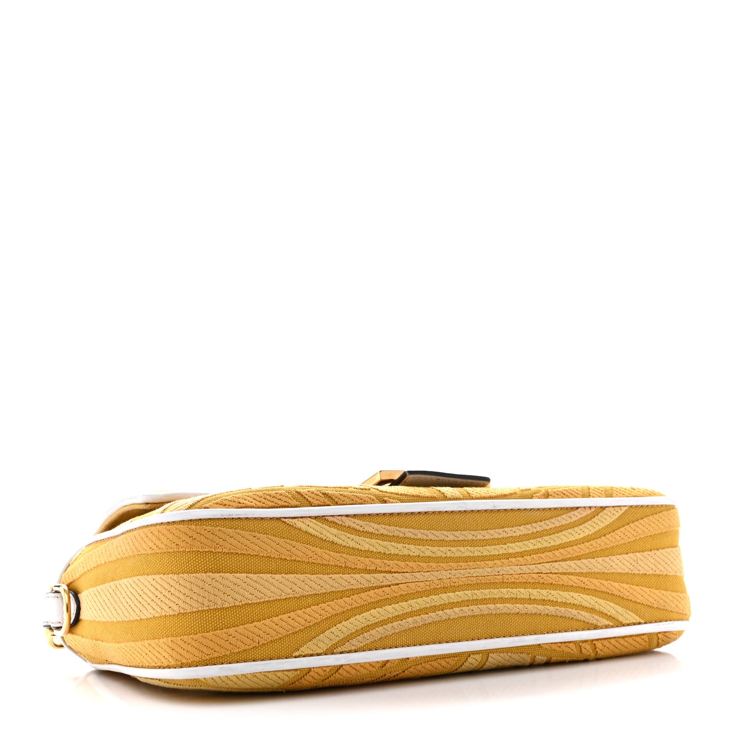Fendi X SARA COLEMAN Canvas Vitello King Seta FF Fish Eye Embroidered Baguette Mostarda White Ice 4 of 15