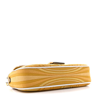 Fendi X SARA COLEMAN Canvas Vitello King Seta FF Fish Eye Embroidered Baguette Mostarda White Ice 4 of 15