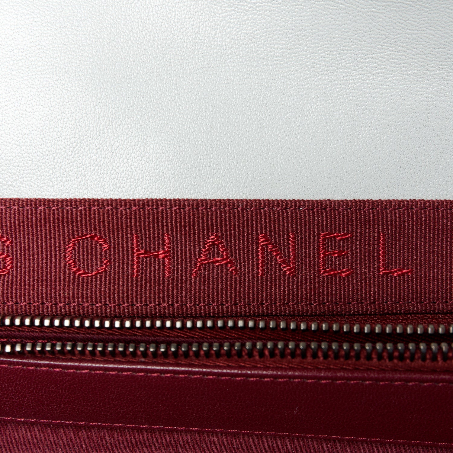Chanel Shiny Lambskin Quilted Large Burgundy Rocks Flap Light Grey 6 of 12