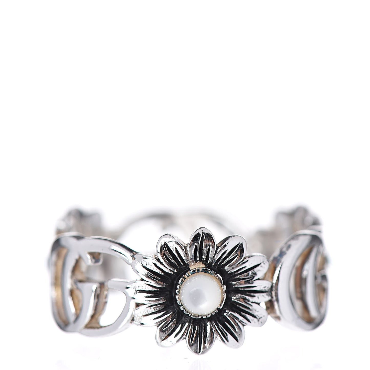 Sterling Silver Topaz Mother of Pearl Turquoise Resin Double G Flower Ring 58 8.25