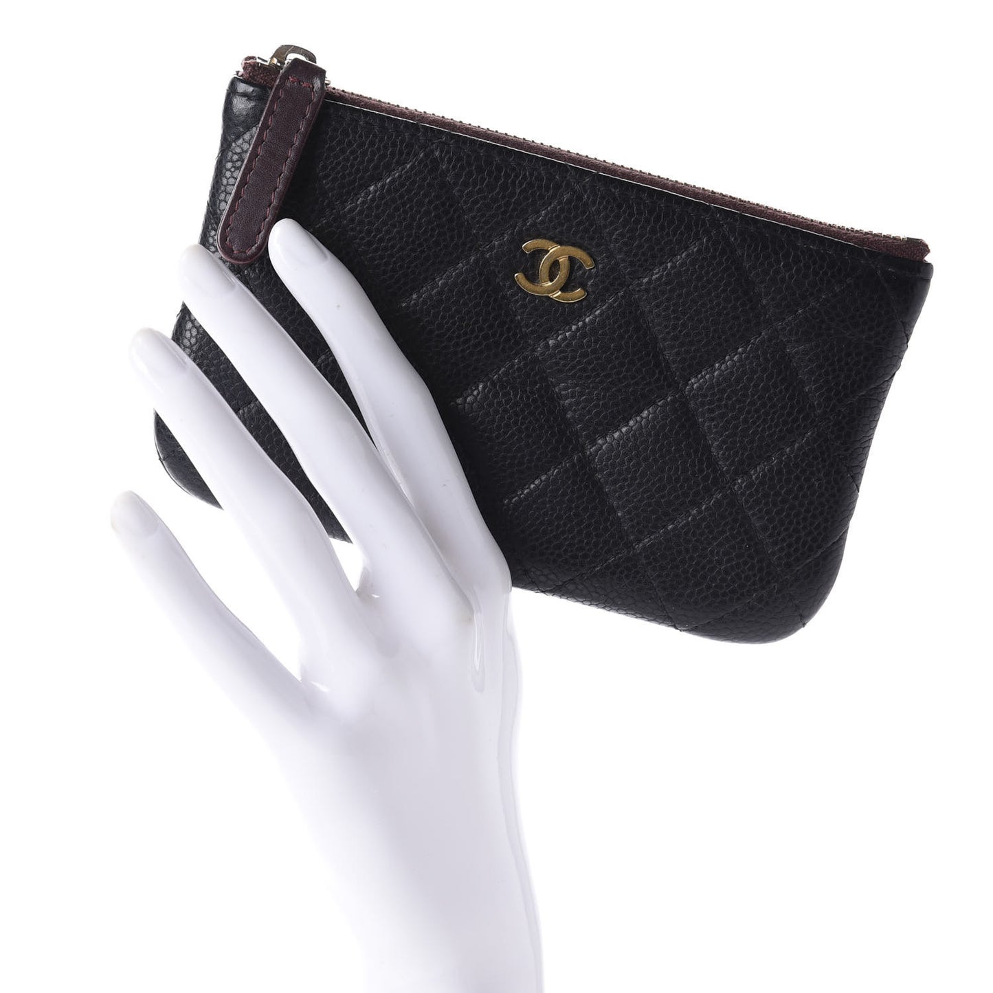 Caviar Quilted Small Cosmetic Case Black