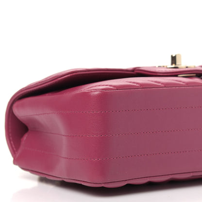 Chanel Lambskin Chevron Quilted Mini Rectangular Flap Dark Pink 8 of 9