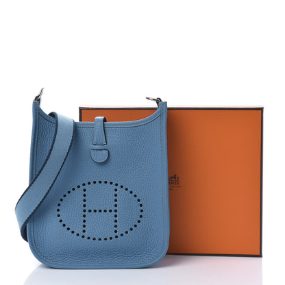 Hermes Taurillon Clemence Amazone Evelyne TPM Bleu Paradis Bleu Saphir 10 of 10