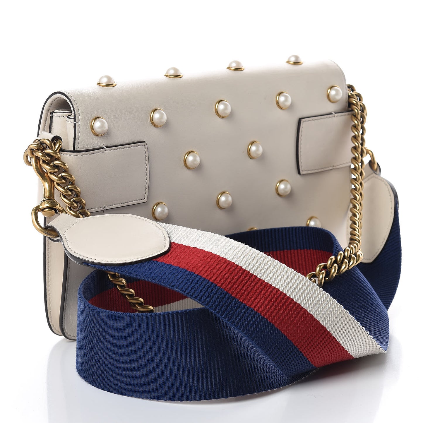 Nappa Pearl Studded Mini Queen Margaret Broadway Shoulder Bag Mystic White