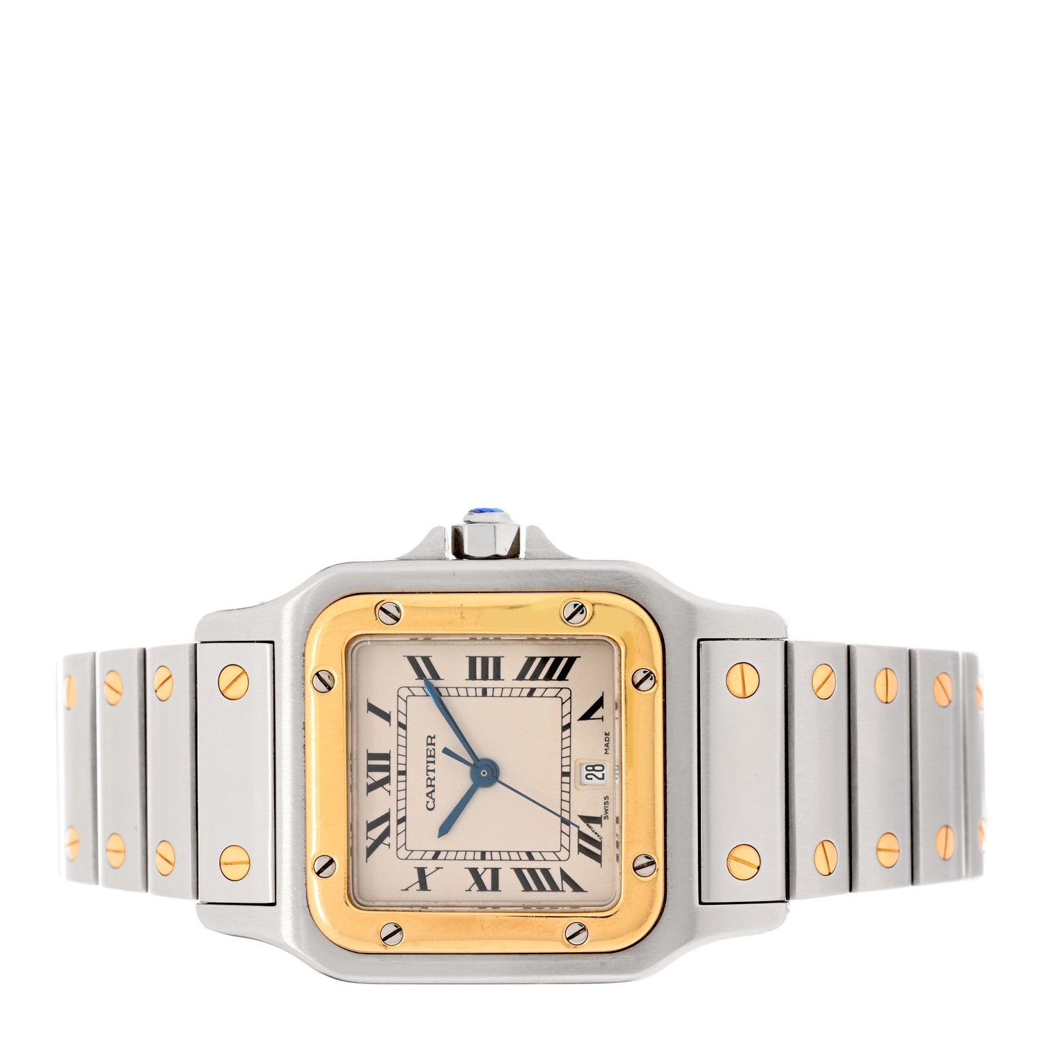 Cartier Stainless Steel 18K Yellow Gold 29mm Santos De Cartier Galbee Quartz Watch 2 of 4
