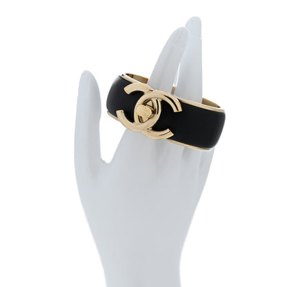 Chanel Lambskin CC Turnlock Cuff Bracelet Black Gold 2 of 5