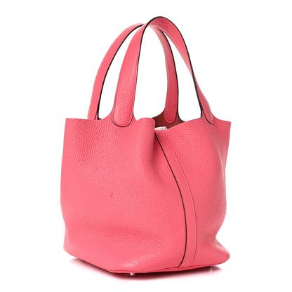 Hermes Taurillon Clemence Picotin Lock 22 MM Rose Azalee 2 of 14
