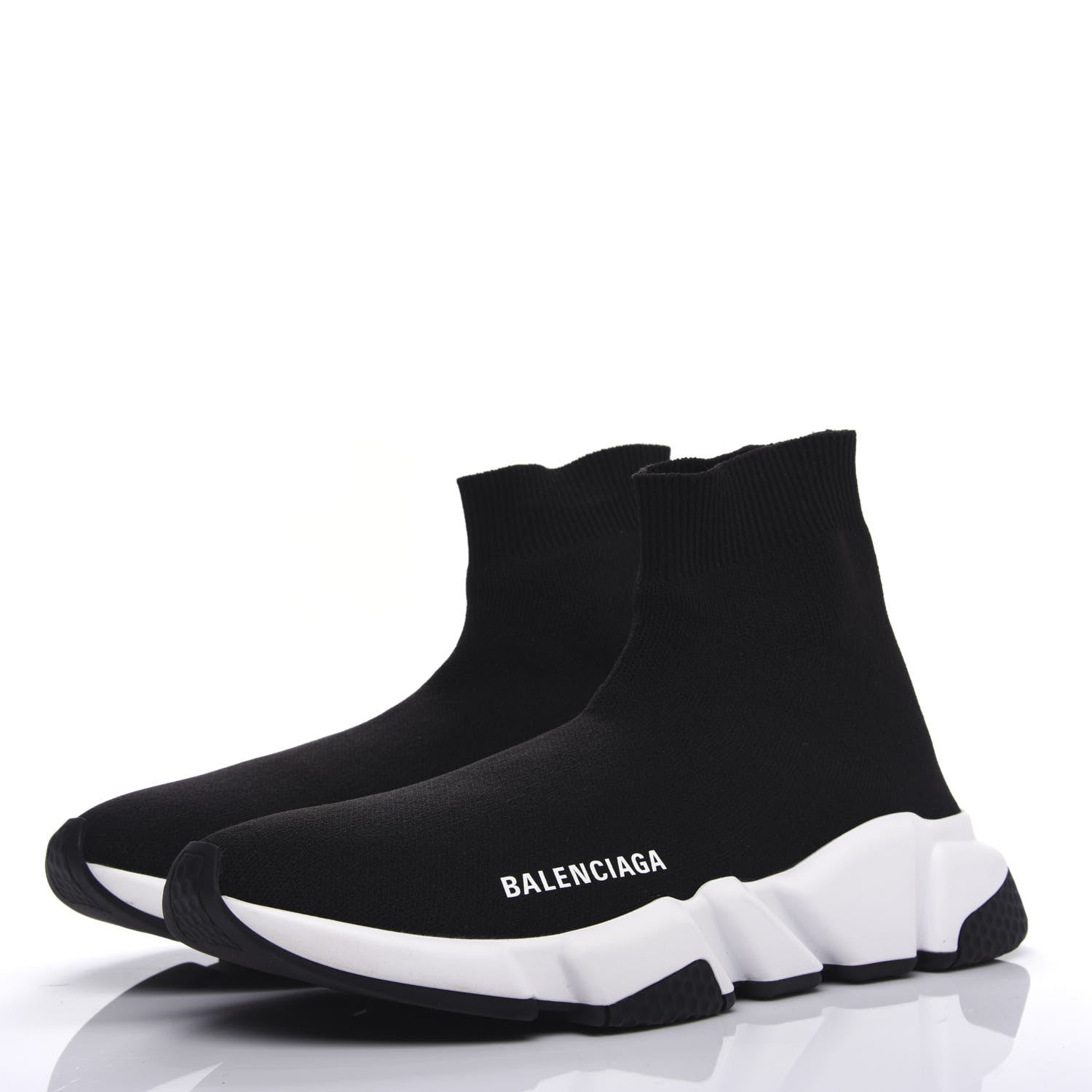 Balenciaga Neoprene Knit Womens Speed Sneakers 38 Black White 3 of 10