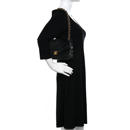 Chanel Lambskin Chevron Quilted Single Flap Black 2 of 10