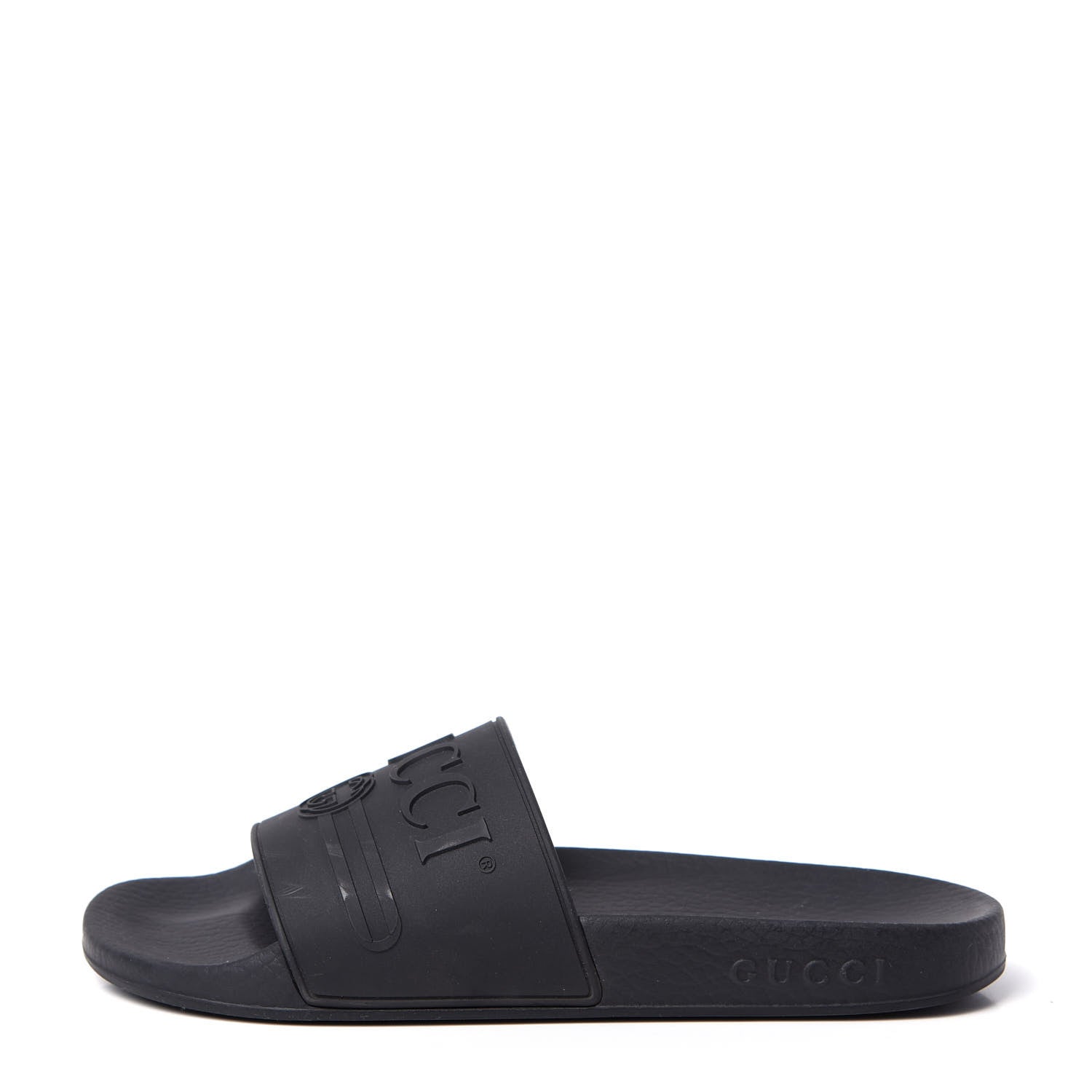 Gucci Rubber Womens Logo Slide Sandals 37 Black 1 of 10
