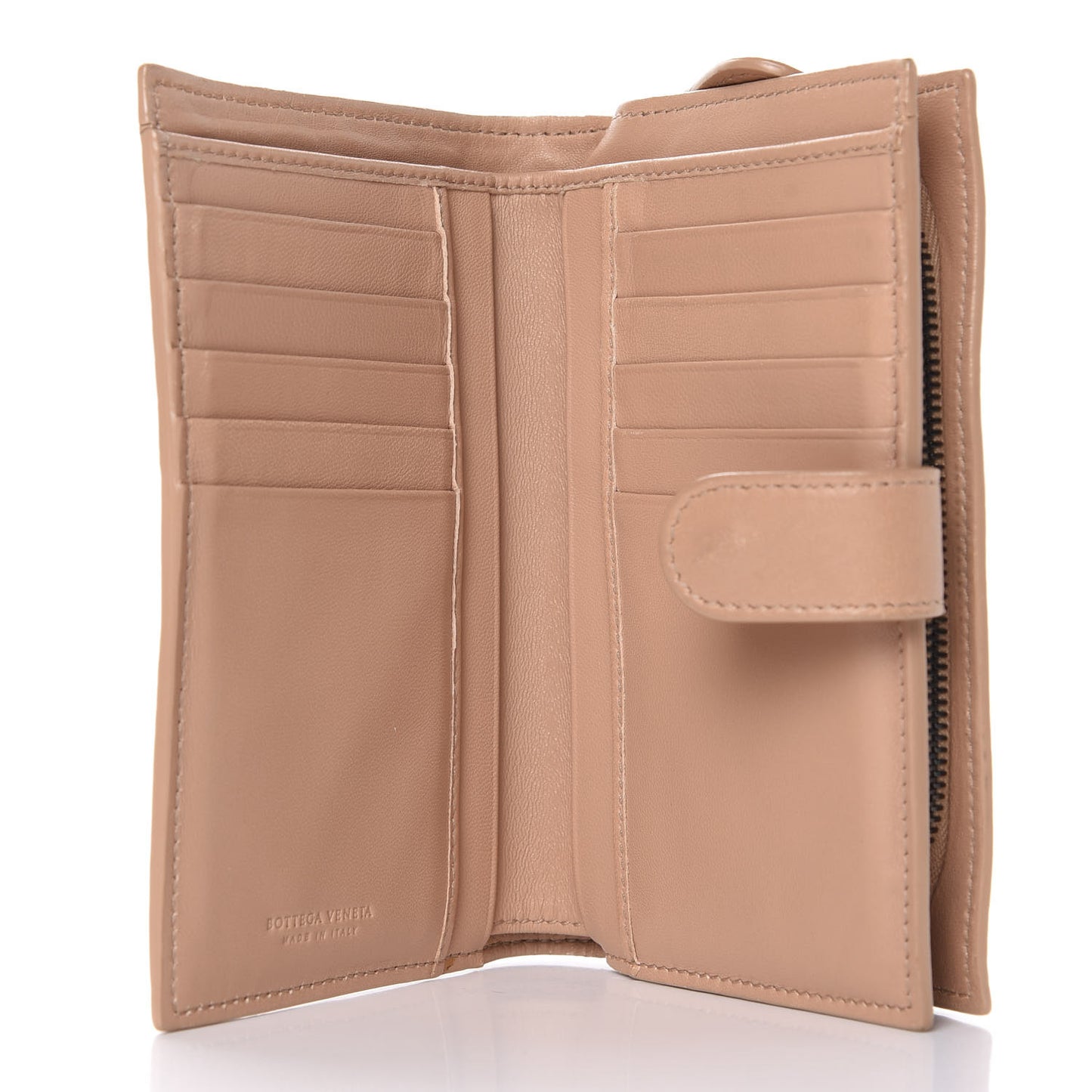 Nappa Intrecciato Continental Snap Wallet Dusty Rose