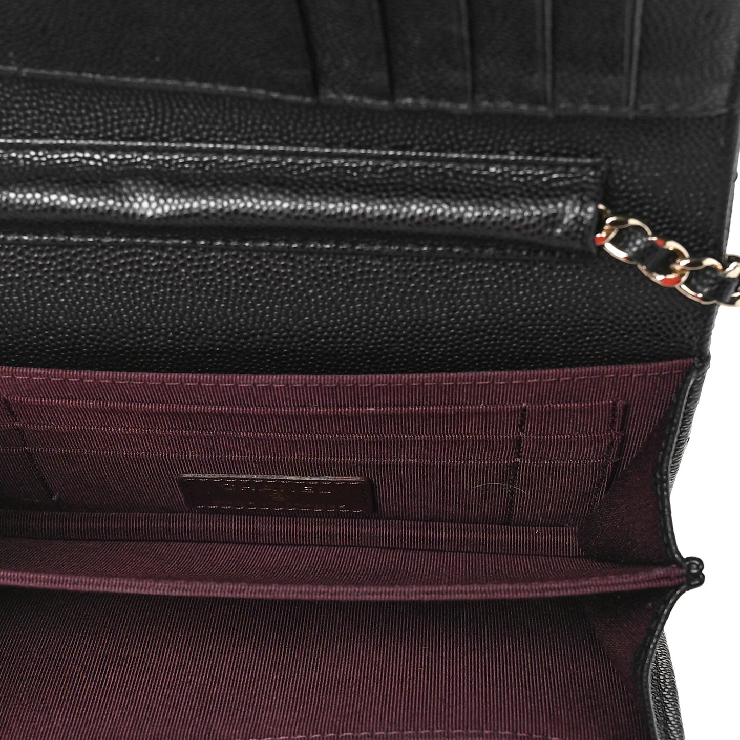 Caviar Quilted Mini Wallet On Chain WOC Black