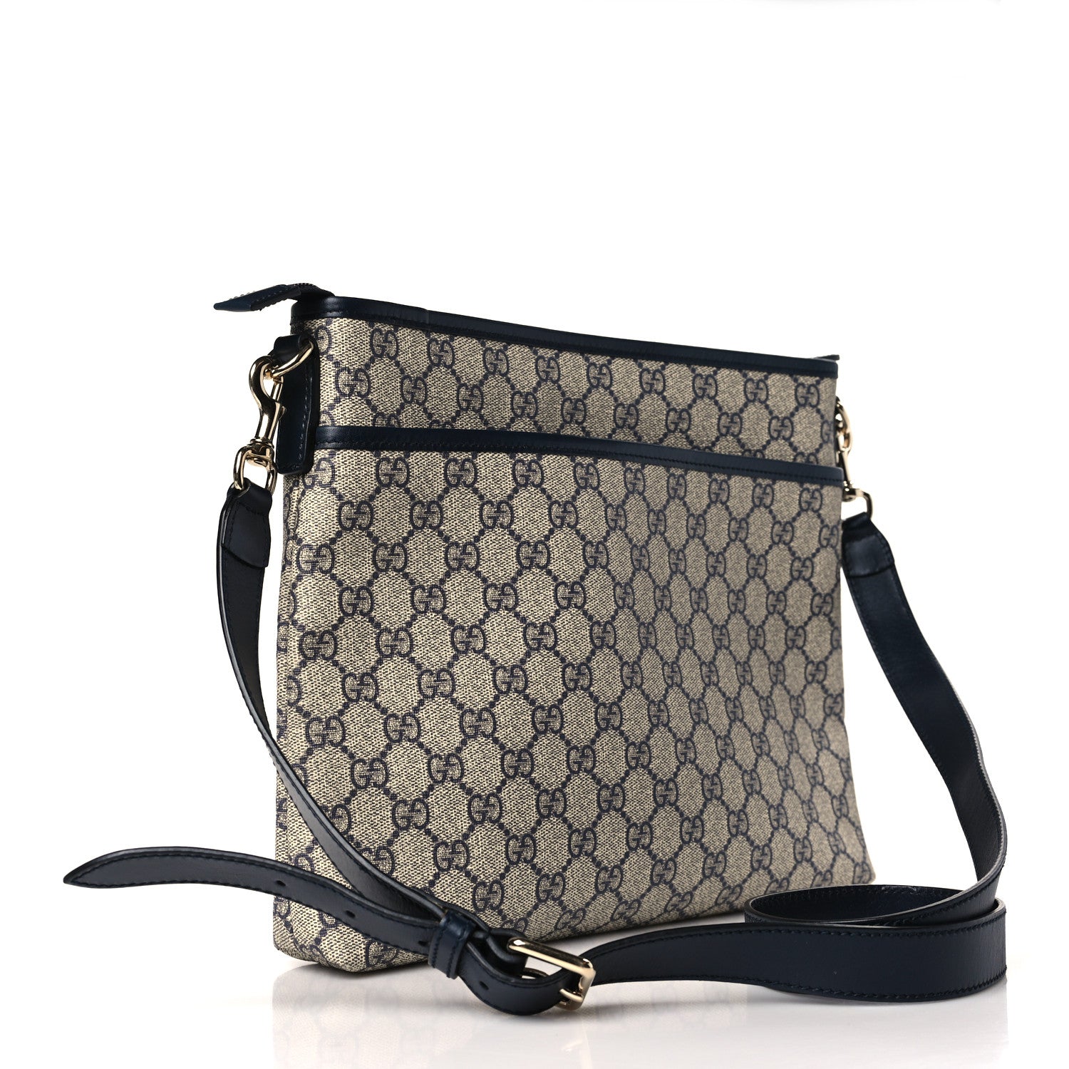 Gucci GG Plus Monogram Medium Flat Messenger Bag Navy 3 of 9