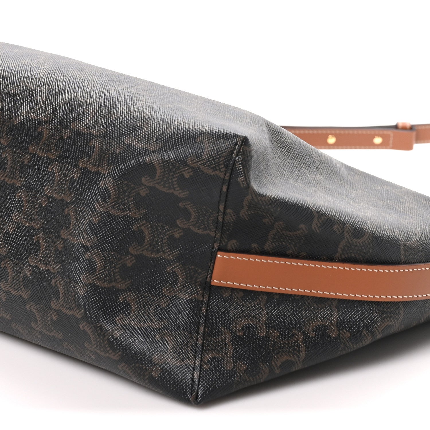 Celine Triomphe Canvas Calfskin Shopper Tote Tan 10 of 10