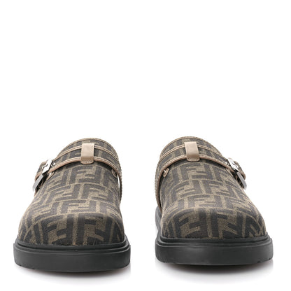 Fendi Fabric Jacquard FF 1974 Nappa Mens Sabot Mules 11 Tobacco Black Sand 2 of 8