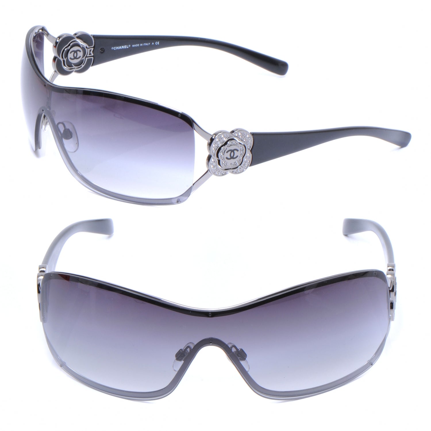 Chanel Swarovski Crystal Camellia CC Sunglasses 4164-B Black 1 of 4