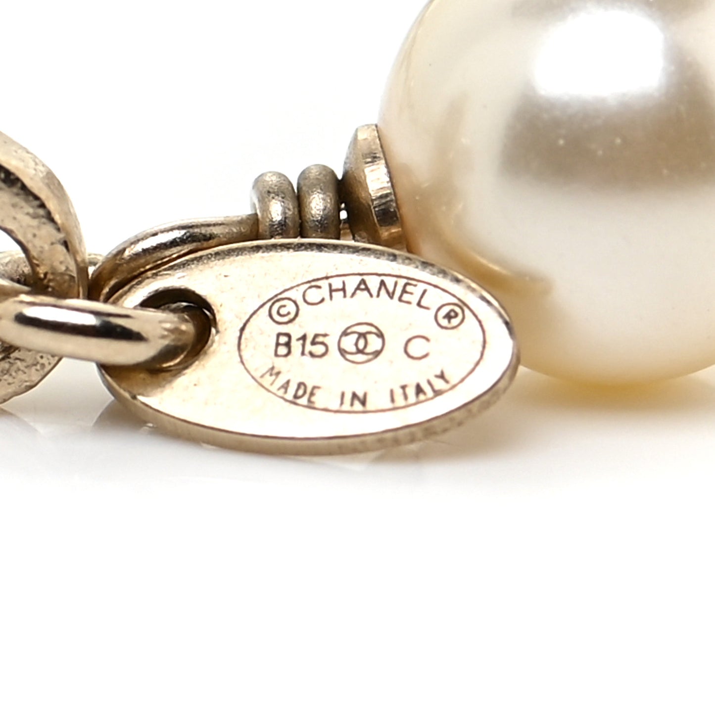 Pearl Crystal CC Short Necklace Gold