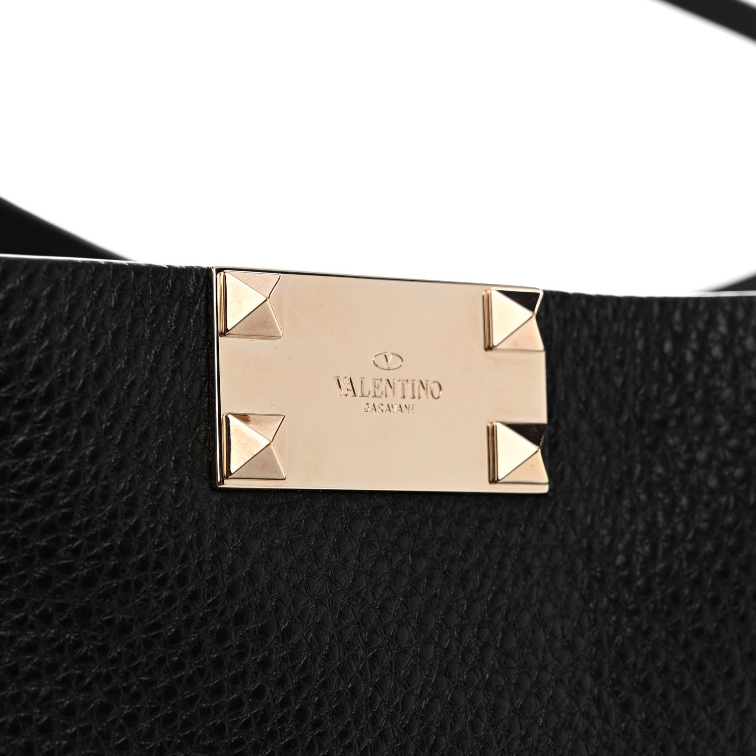 Valentino Garavani Grainy Calfskin Medium Rockstud Tote Black Rose Quartz 7 of 10