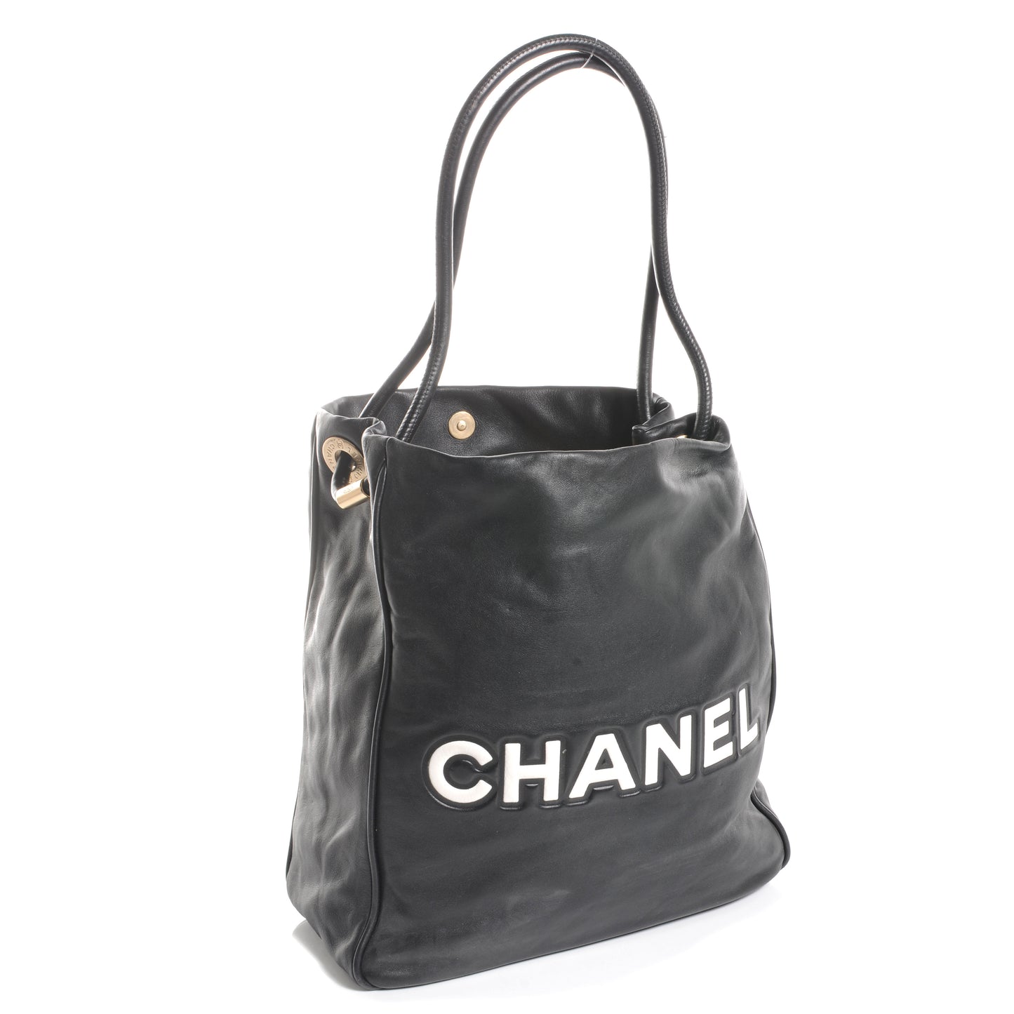 Lambskin Camellia Tote Black