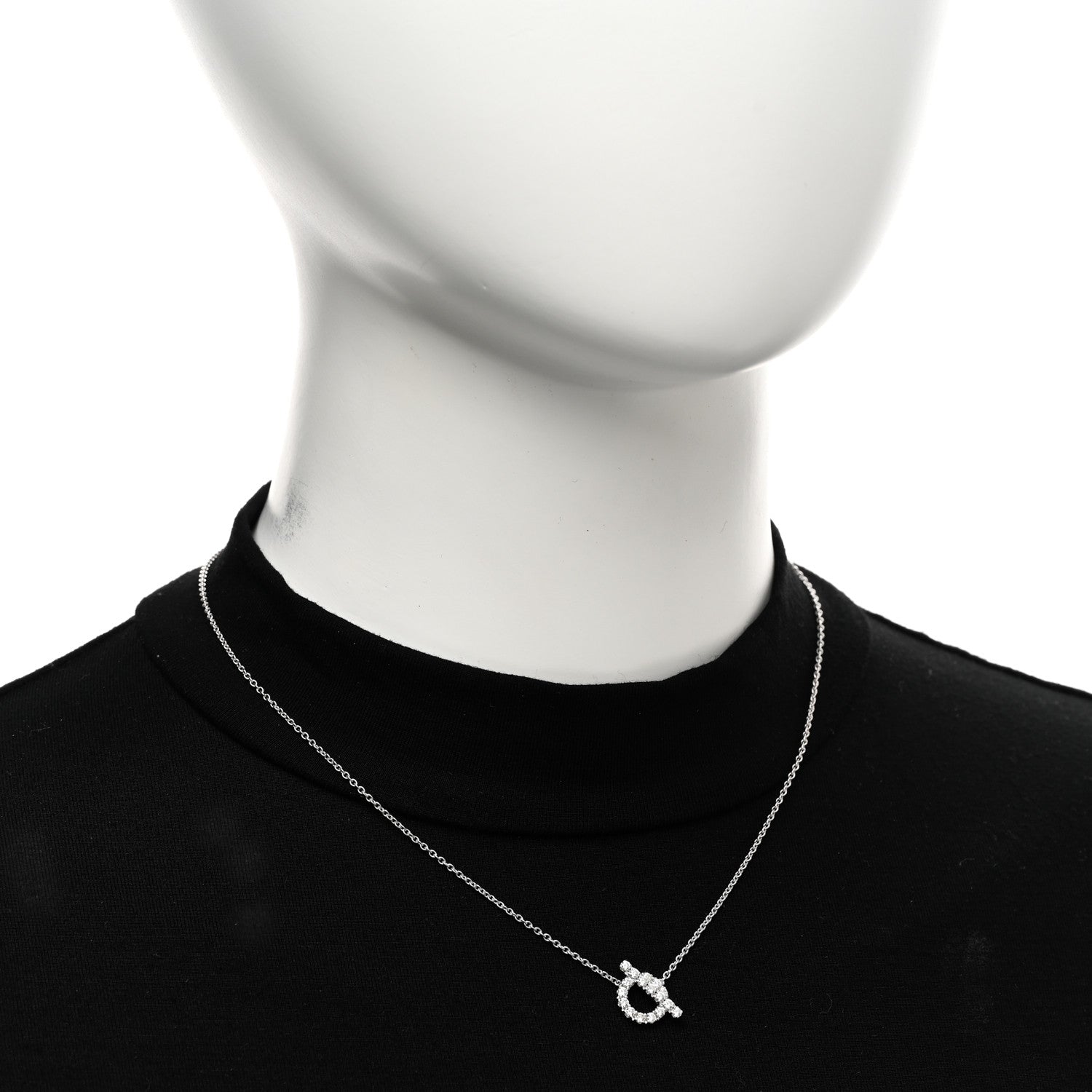 Hermes 18K White Gold Diamond Finesse Pendant Necklace 2 of 6