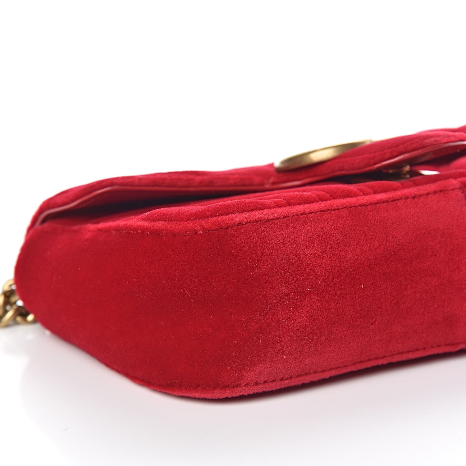Gucci Velvet Matelasse Mini GG Marmont Shoulder Bag Hibiscus Red 8 of 10