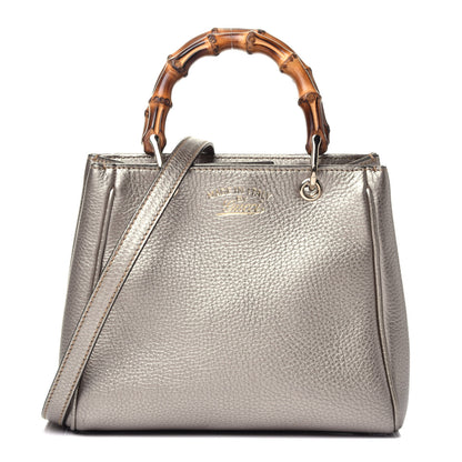 Gucci Metallic Calfskin Mini Bamboo Shopper Tote Golden Beige 1 of 10