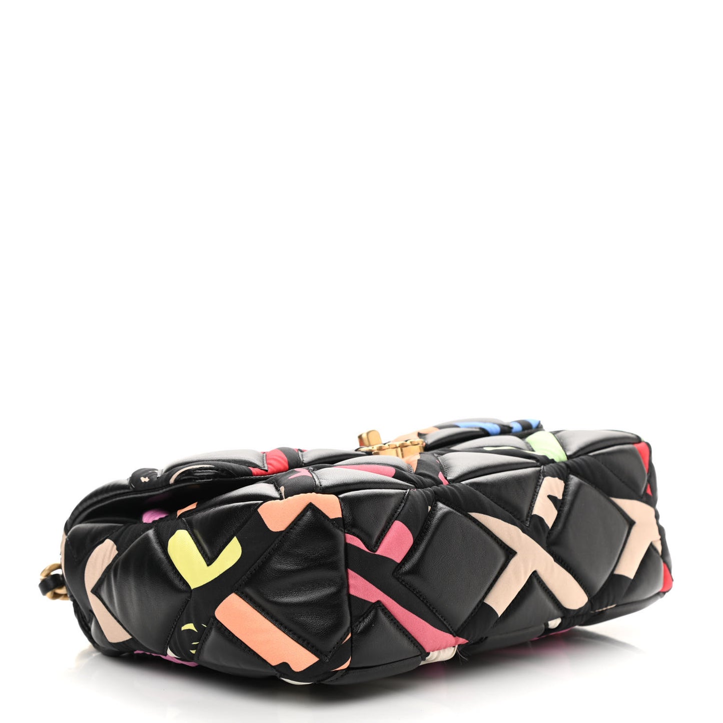 Lambskin Printed Fabric Medium Chanel 19 Flap Black Multicolor