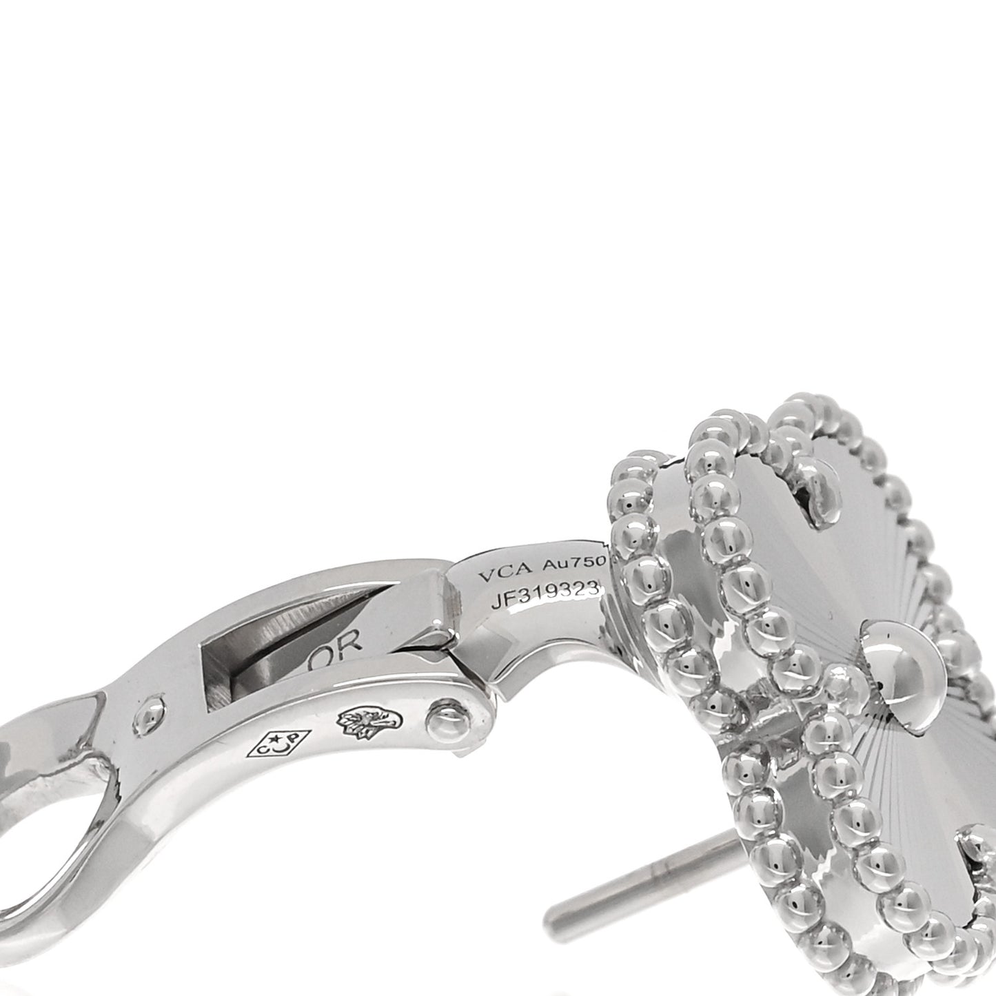 18K White Gold Guilloche Vintage Alhambra Earrings
