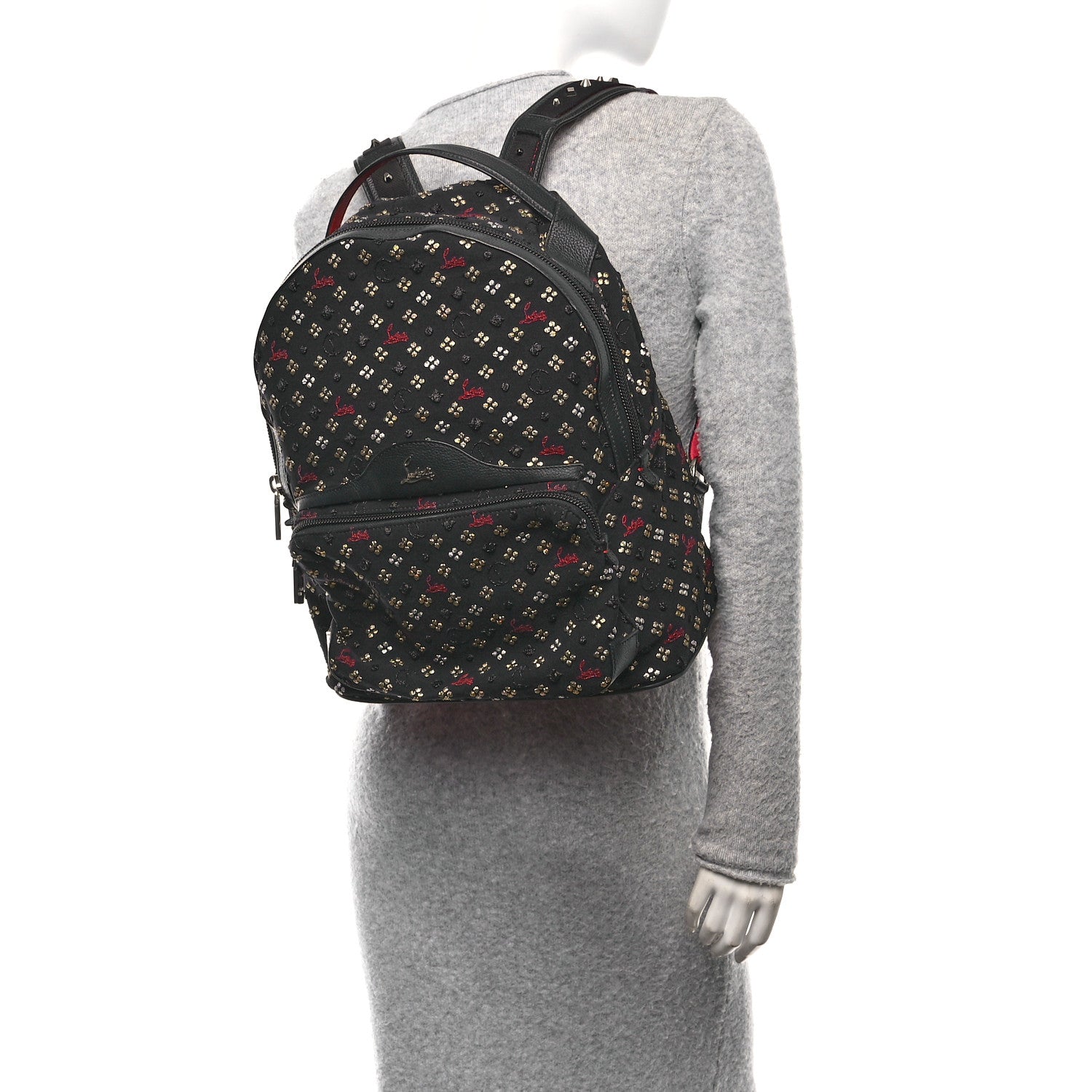Christian Louboutin Jacquard Canvas Backloubi Backpack Black 2 of 9