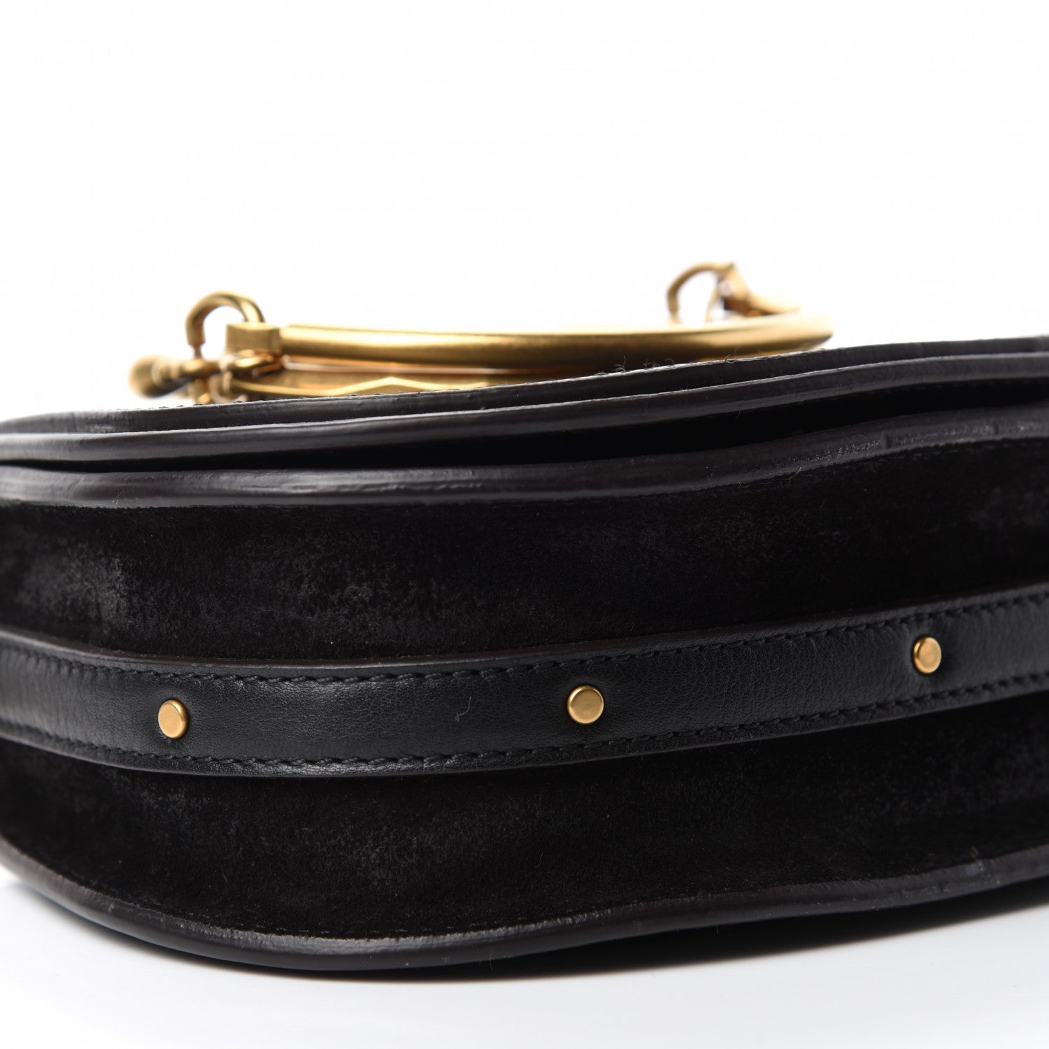 Chloe Calfskin Suede Small Nile Bracelet Bag Black 6 of 10