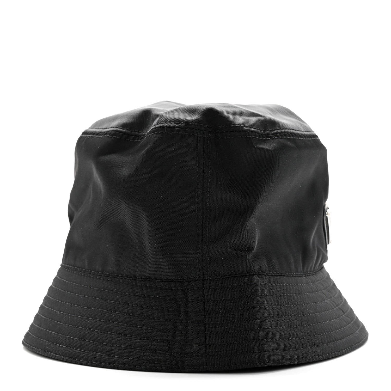 Prada Re-Nylon Metal Triangle Logo Womens Bucket Hat M Black 5 of 9