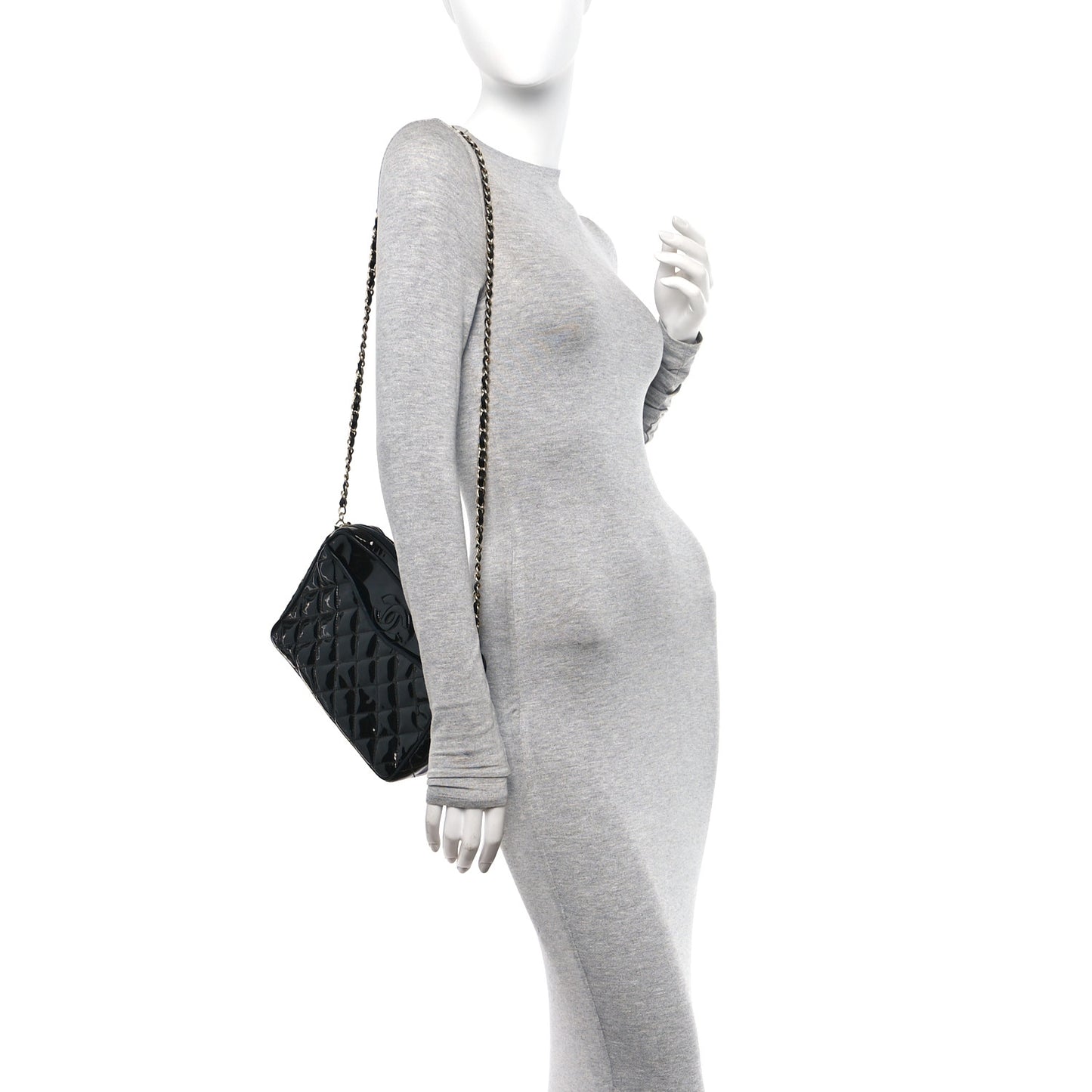 Patent Quilted Tassel Camera Case Black