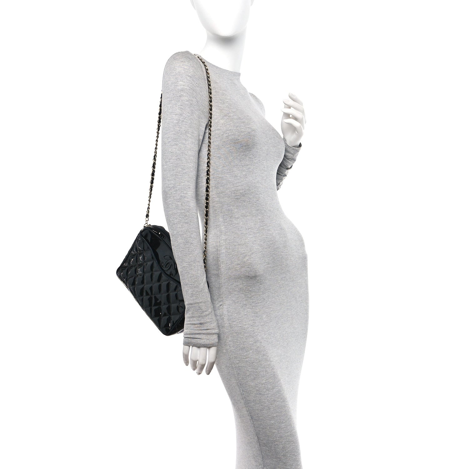 Chanel Patent Quilted Tassel Camera Case Black 2 of 11