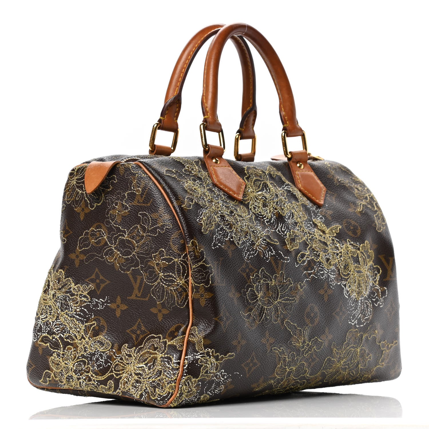 Louis Vuitton Monogram Dentelle Speedy 30 Gold 2 of 5