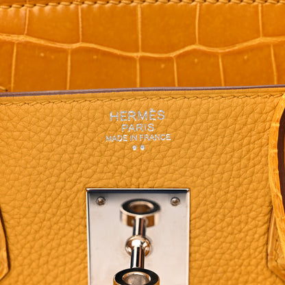 Hermes Togo Shiny Niloticus Crocodile Birkin Touch 30 Jaune Ambre 6 of 14