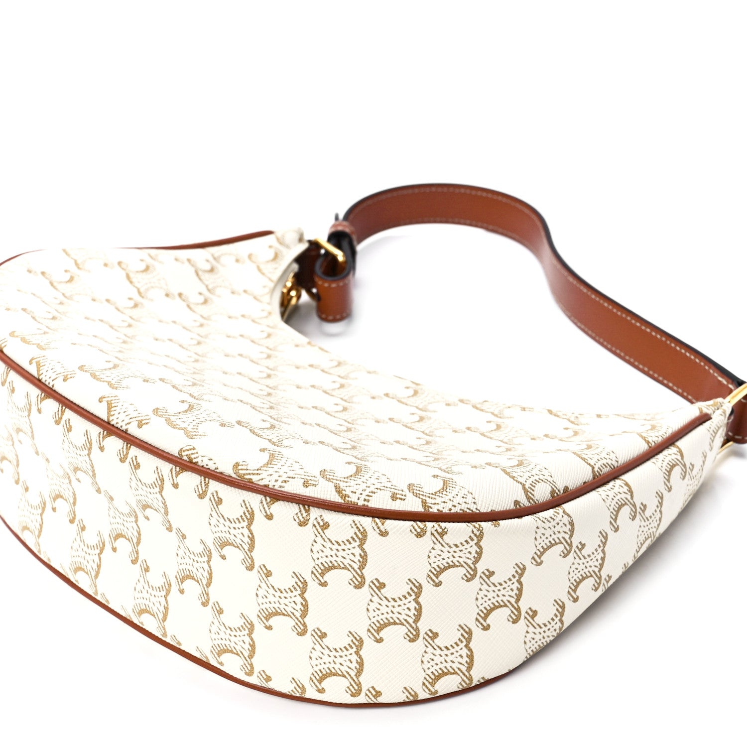 Celine Canvas Calfskin Ava Triomphe Shoulder Bag White 12 of 12