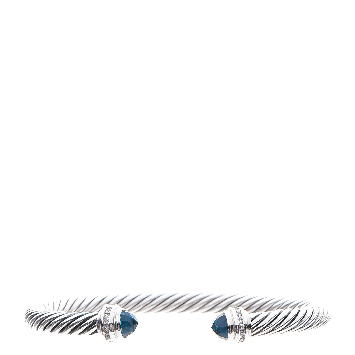 Sterling Silver Diamond Blue Topaz 5mm Cable Classics Bracelet