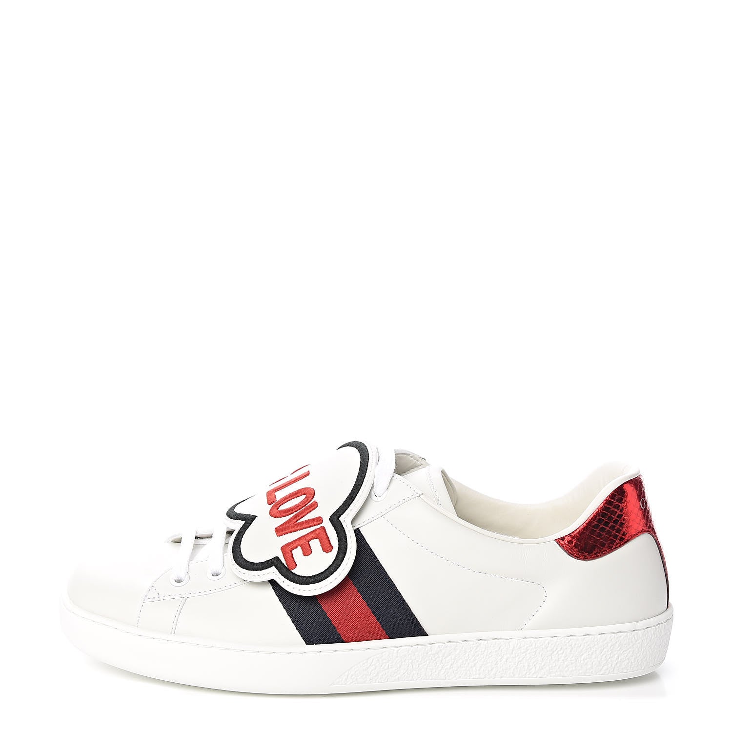 Gucci Calfskin Ayers Web Blind for Love Embroidered Mens Ace Sneakers 10.5 White 1 of 10