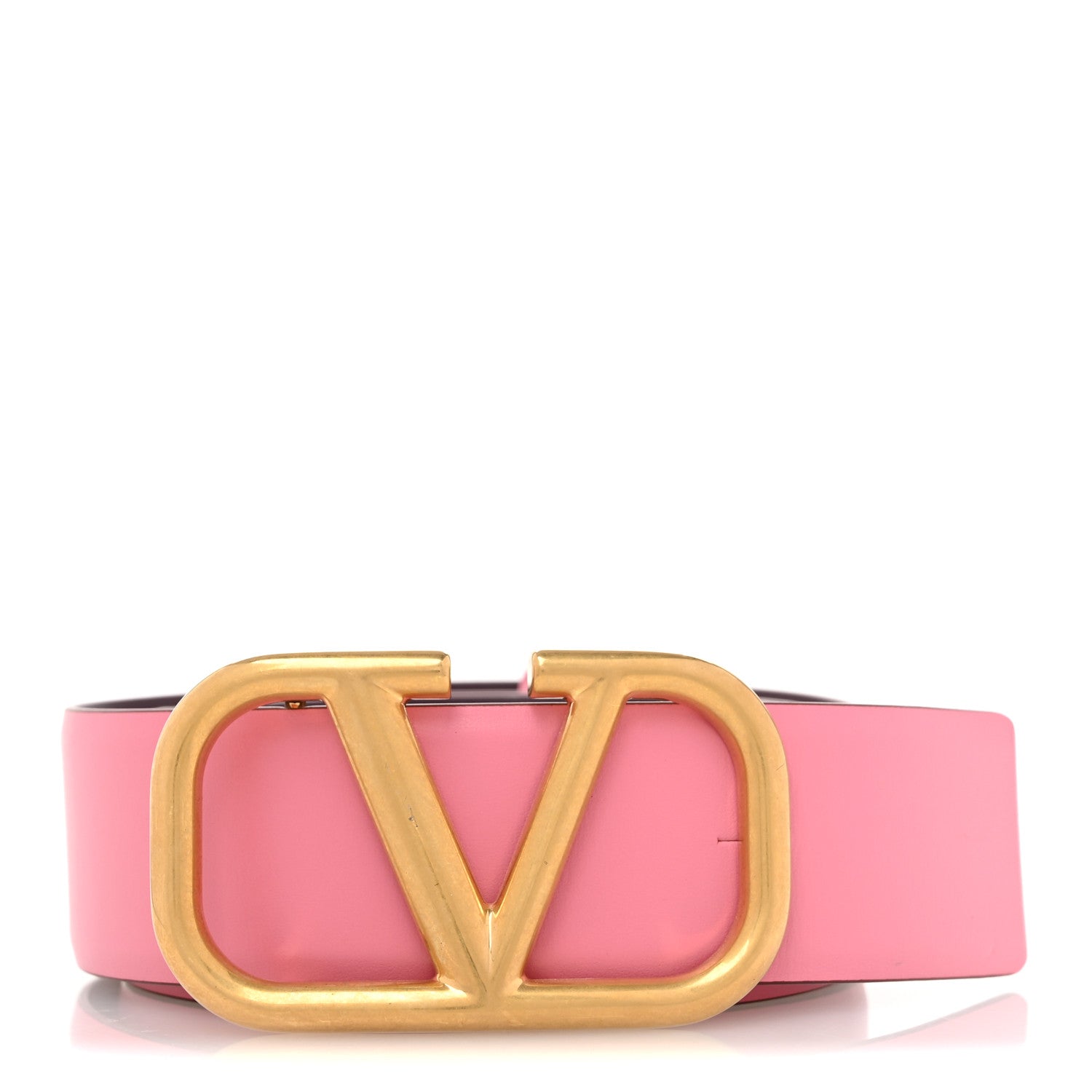 Valentino Garavani Glossy Calfskin VLogo Reversible 30mm Belt 100 40 Feminine Pink Indian Violet 1 of 6