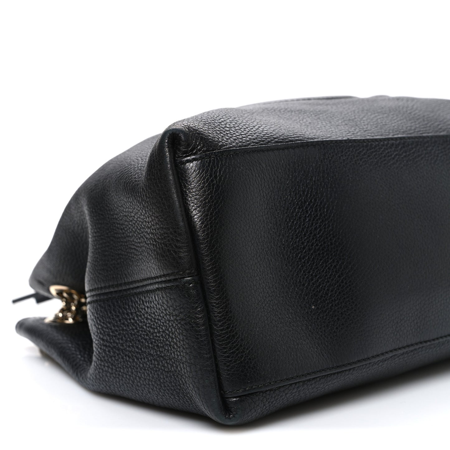 Pebbled Calfskin Medium Soho Chain Shoulder Bag Black