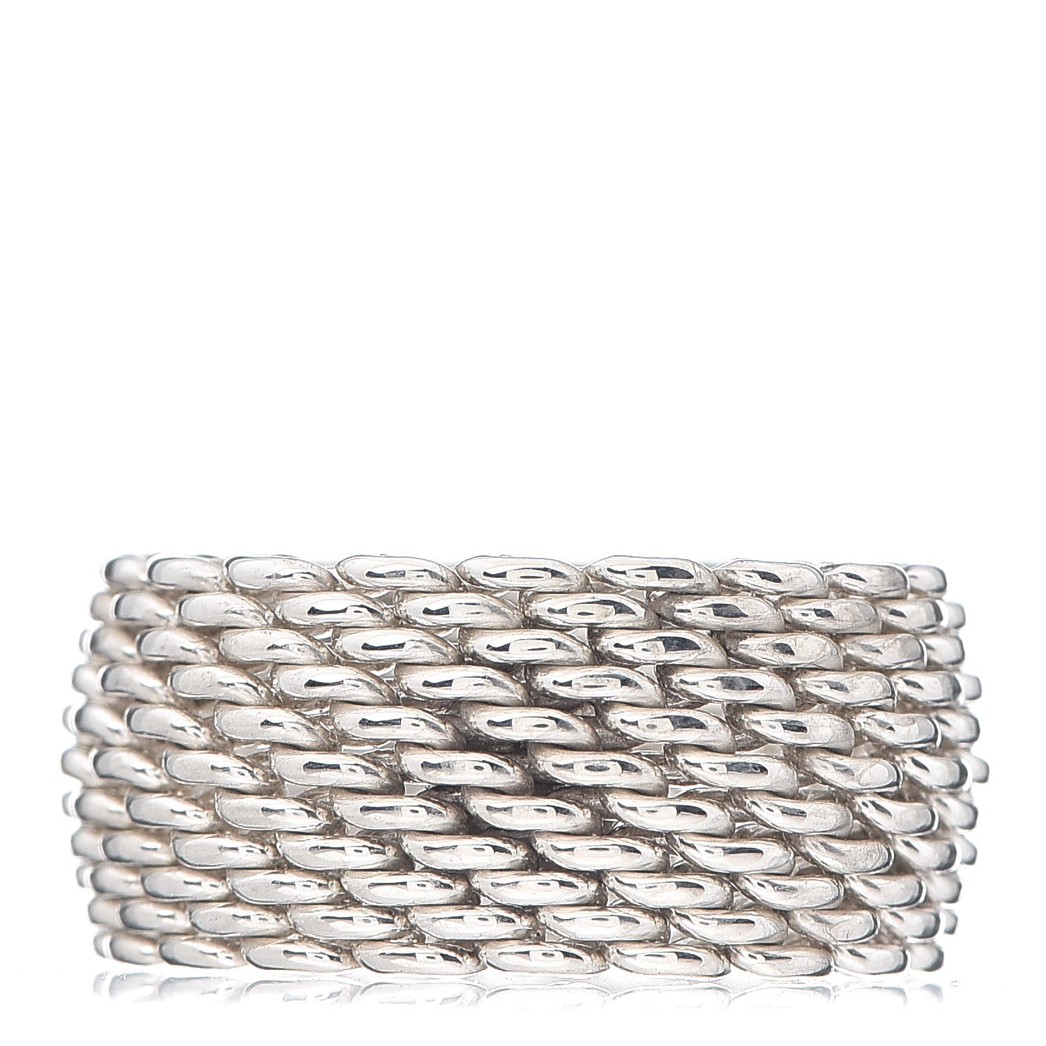 Tiffany Sterling Silver Somerset Mesh Ring 49 4.75 1 of 4