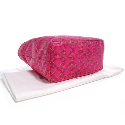 Christian Dior Coated Canvas Cannage Print Cherie Tote Pink 4 of 7