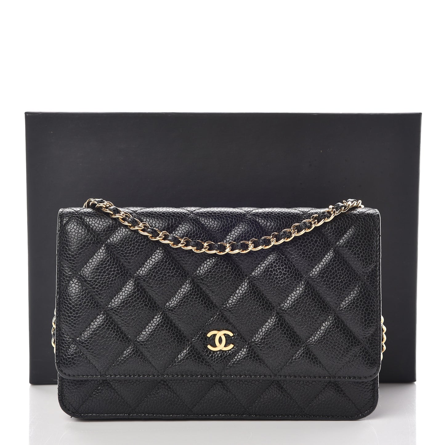 Caviar Quilted Wallet On Chain WOC Black